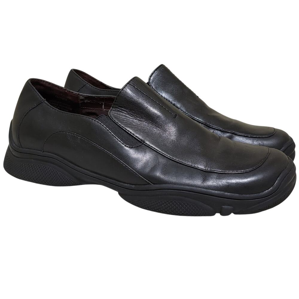 Kenneth Cole Men Faithful Slip On Square Toe Loafers Size US 8.5M Black Leather